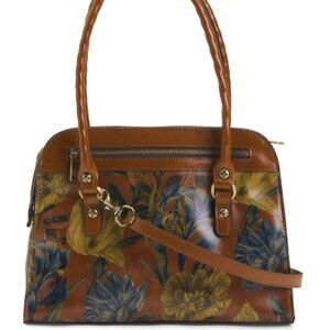 Patricia Nash Calvi Floral Leath Crossbody Handbag English Garden Brown Blue